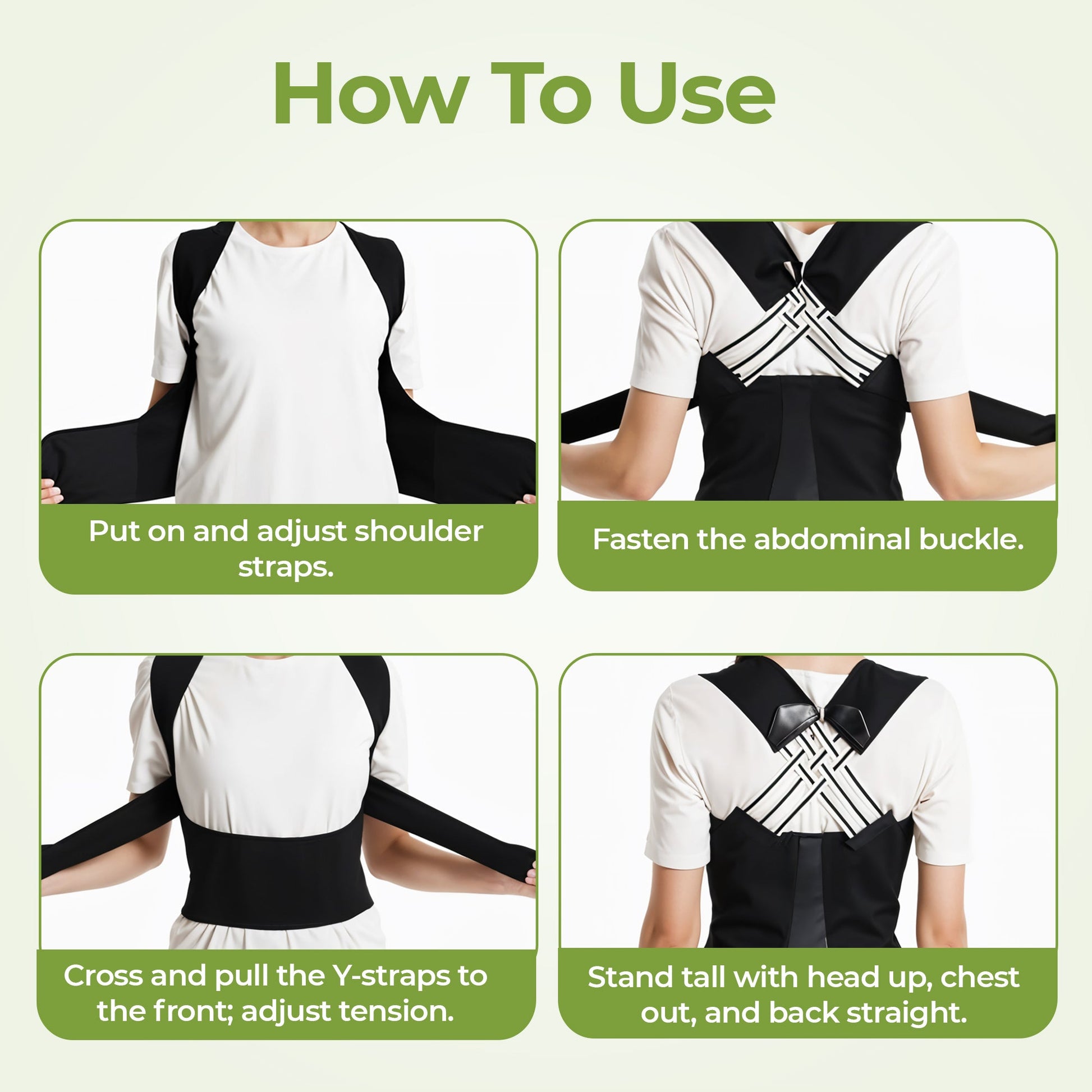 Adjustable posture corrector belt with free massage roller