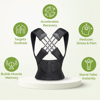 Adjustable posture corrector belt with free massage roller