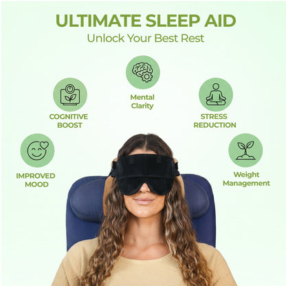 Easy-hold travel pillow with sleep mask for flights