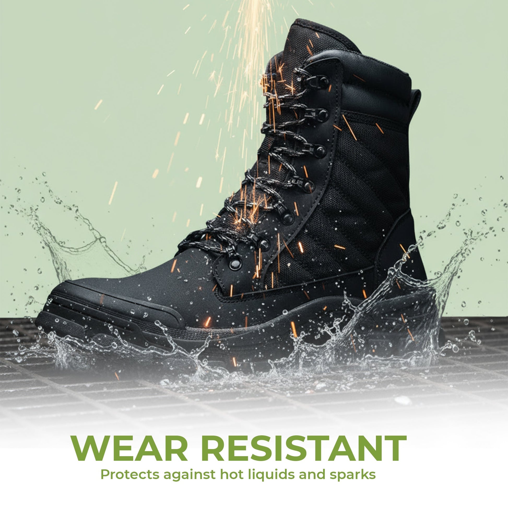 Zip-side safety work boots durable steel toe