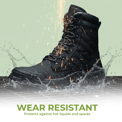 Zip-side safety work boots durable steel toe