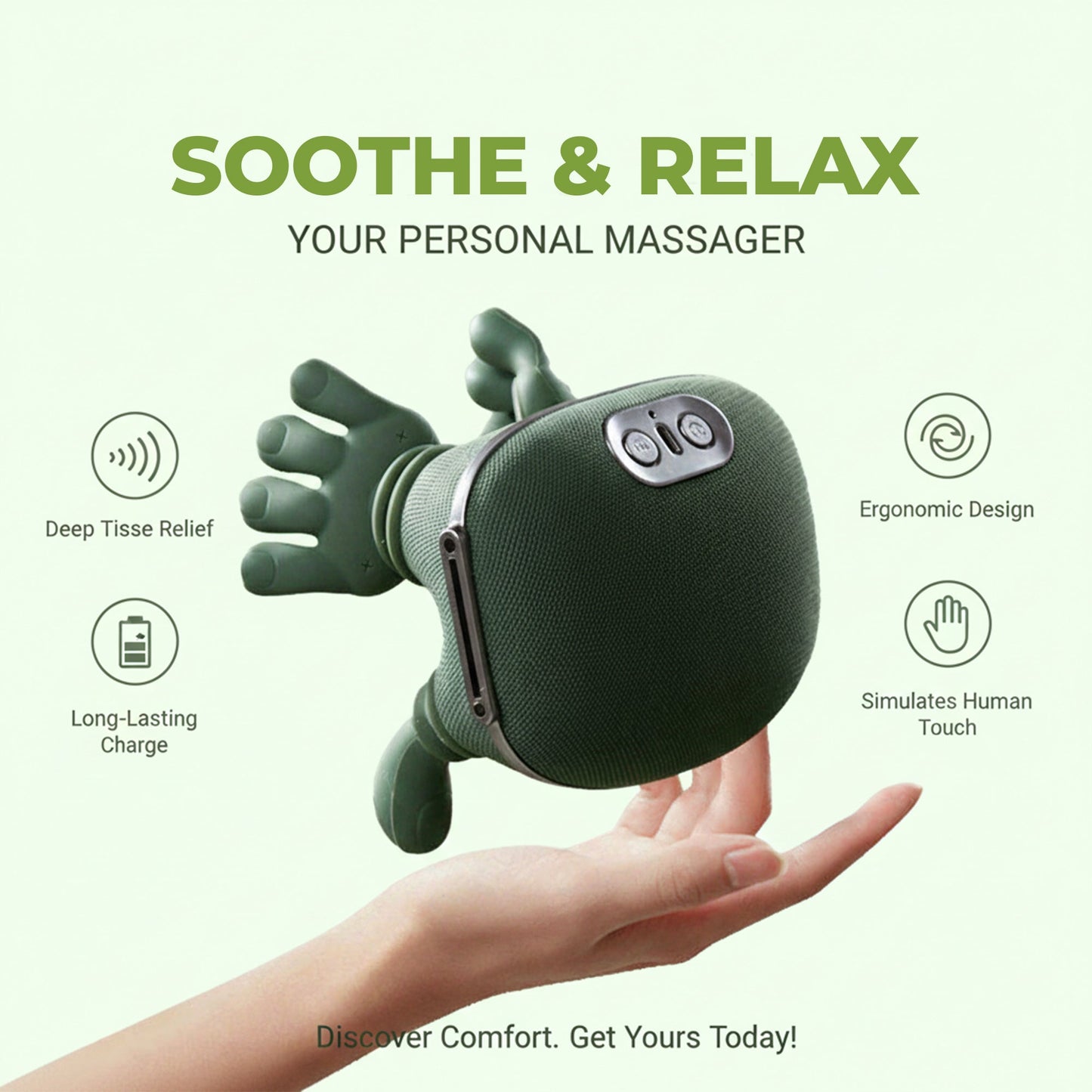 Wireless heated 4D kneading neck and shoulder massager