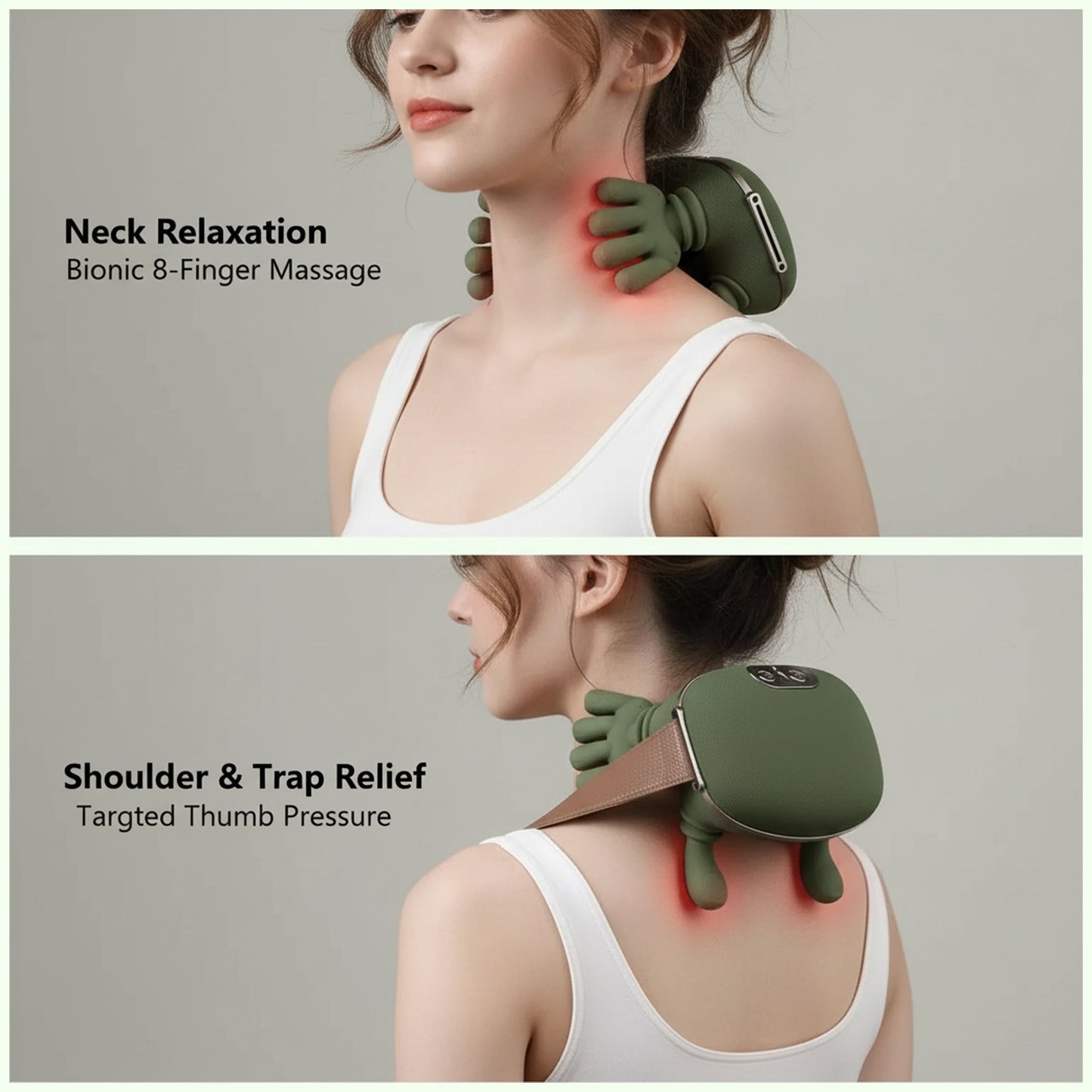 Wireless heated 4D kneading neck and shoulder massager
