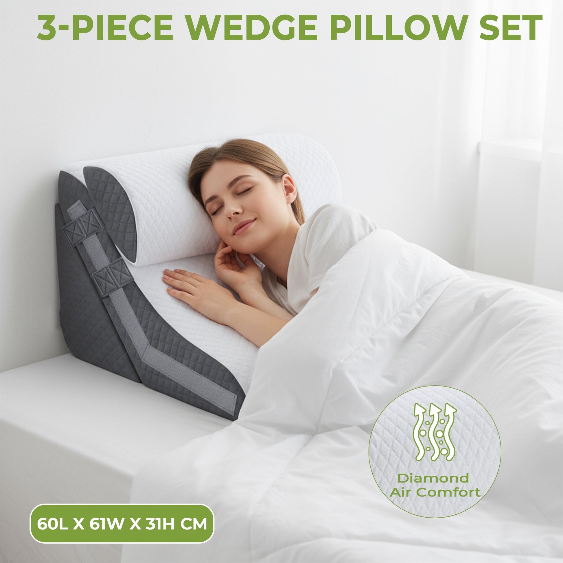 Cooling wedge pillow breathable acid reflux back support