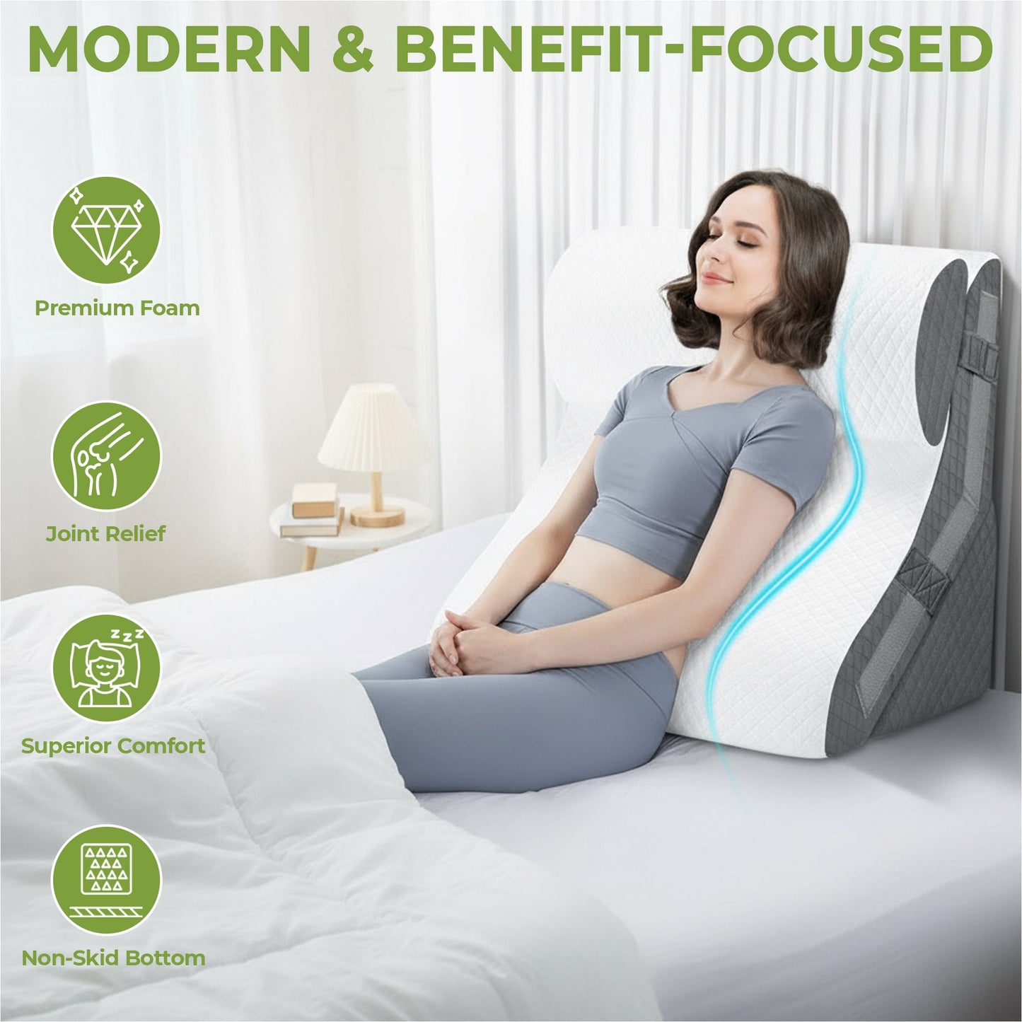 Cooling wedge pillow breathable acid reflux back support