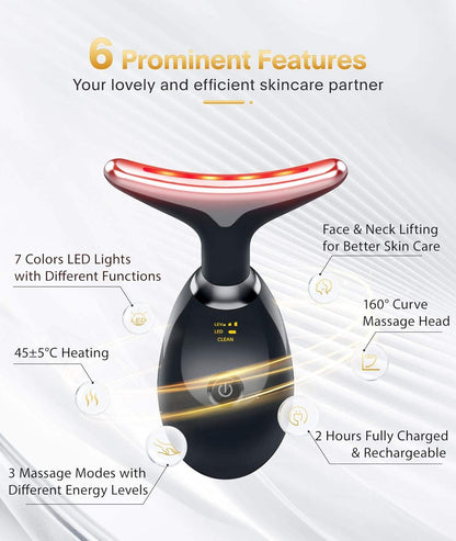 LED light therapy 7-color face and neck massager wand