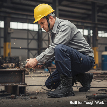 Zip-side safety work boots durable steel toe