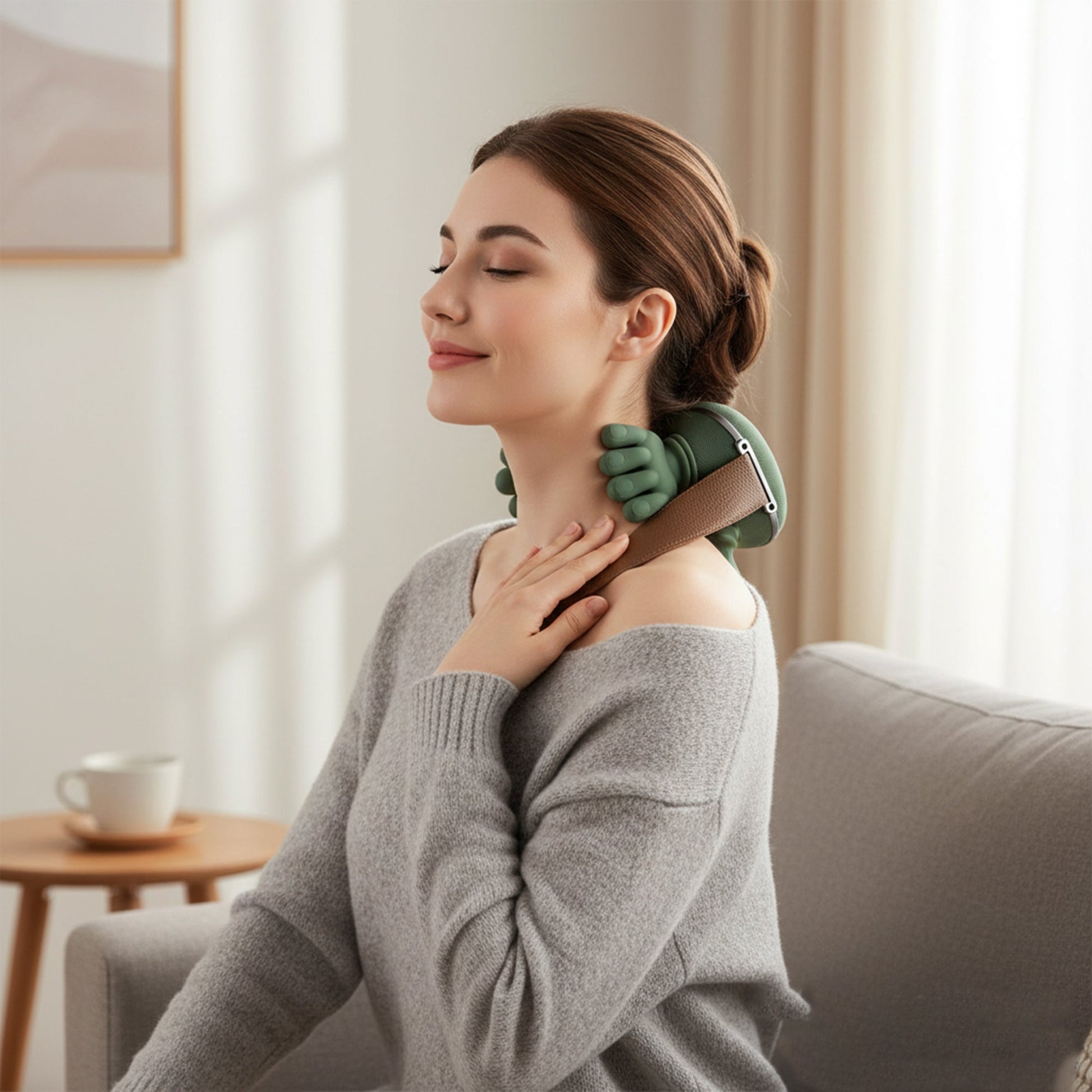 Wireless heated 4D kneading neck and shoulder massager