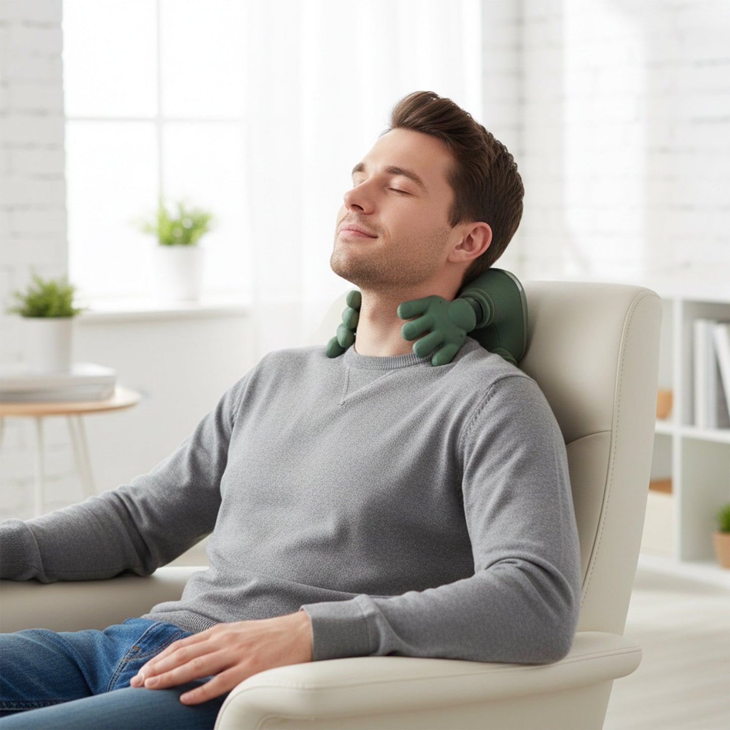 Wireless heated 4D kneading neck and shoulder massager