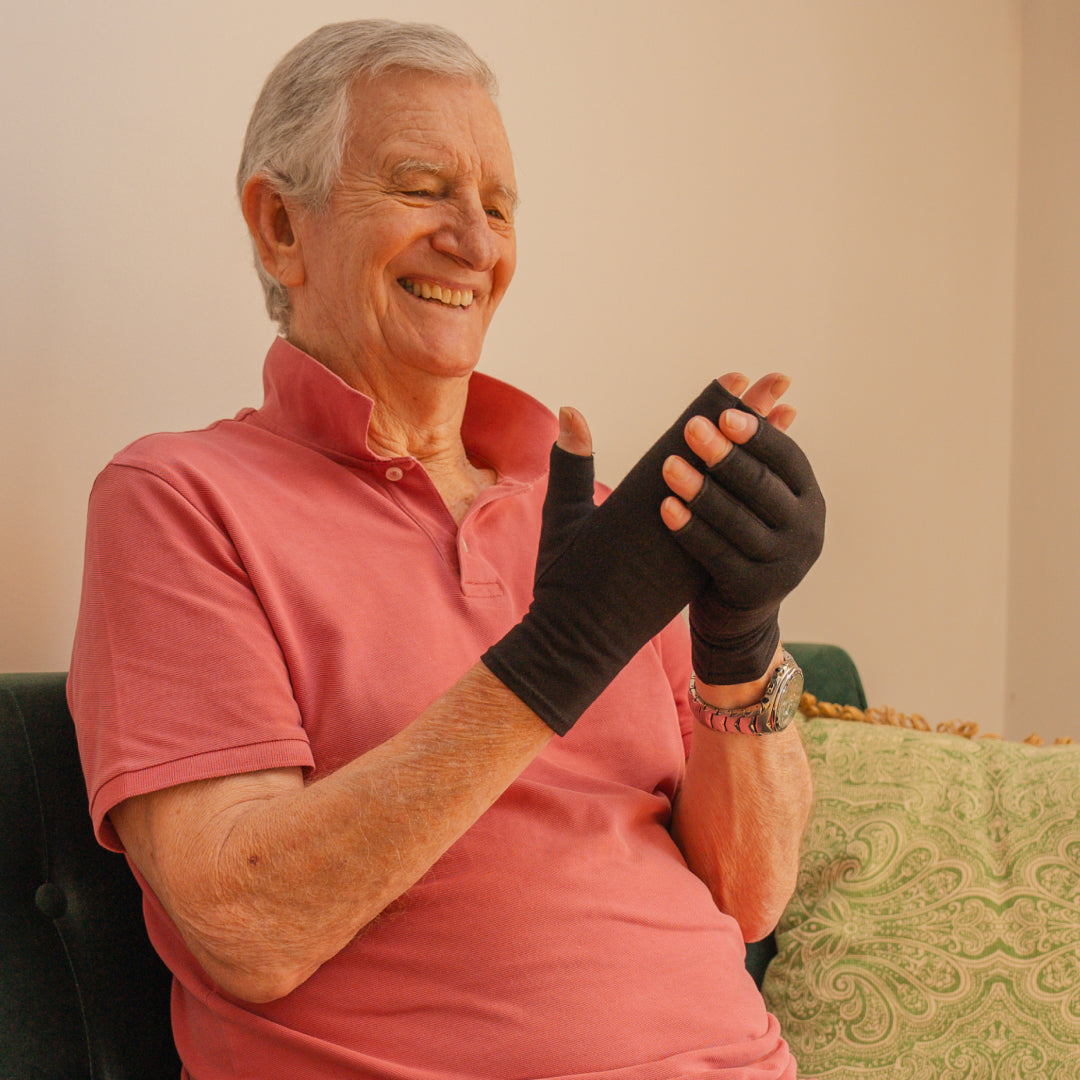 Therapeutic open-finger compression gloves for arthritis and carpal tunnel relief