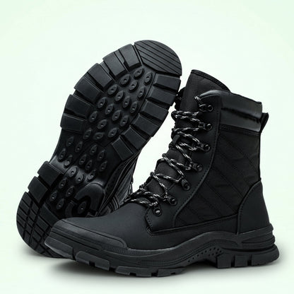 Zip-side safety work boots durable steel toe