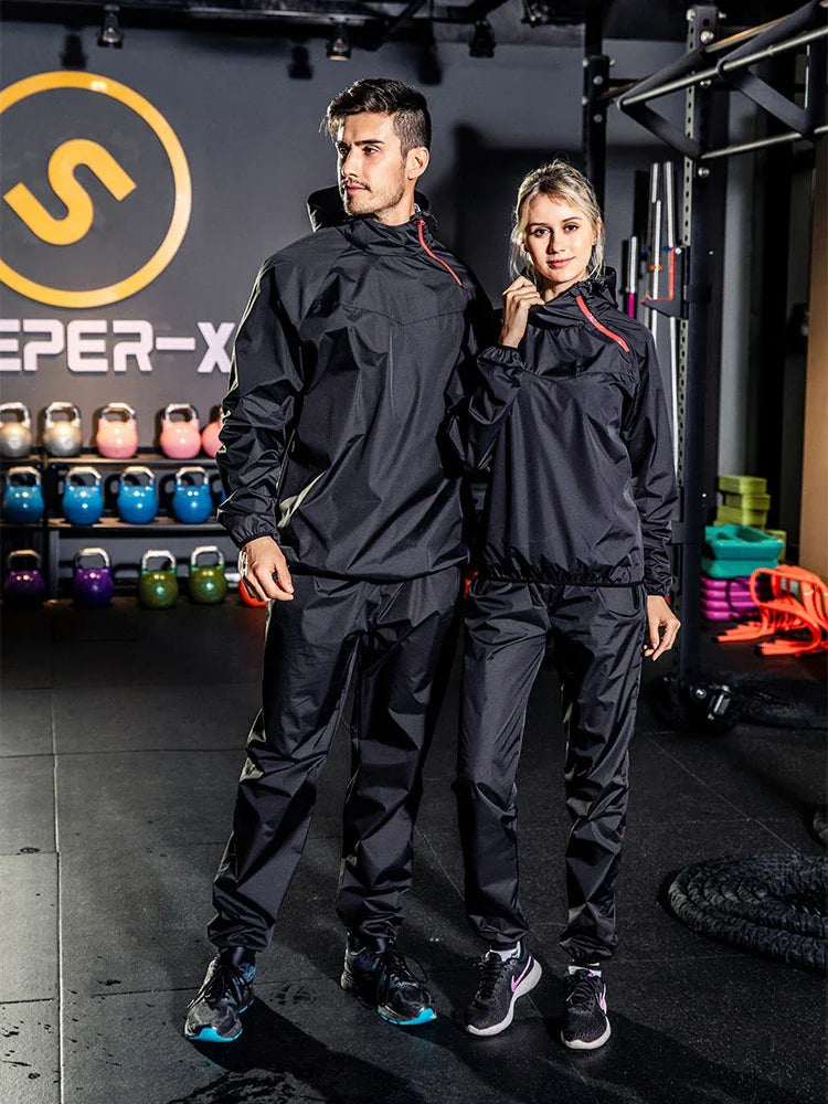 Unisex sauna heat-trapping gym workout suit