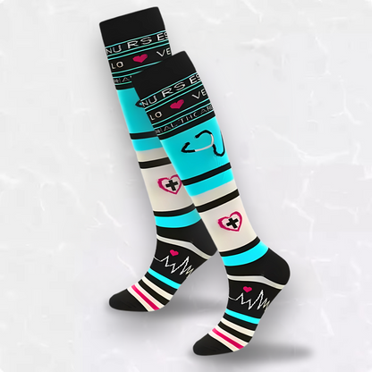 Medical-patterned 20-30mmHg compression socks for nurses