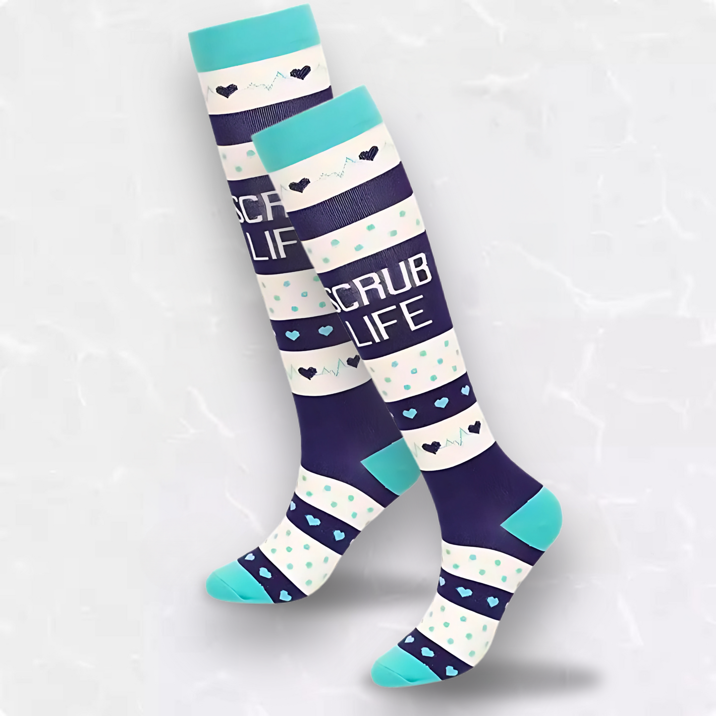 Medical-patterned 20-30mmHg compression socks for nurses