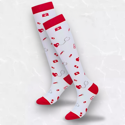 Medical-patterned 20-30mmHg compression socks for nurses