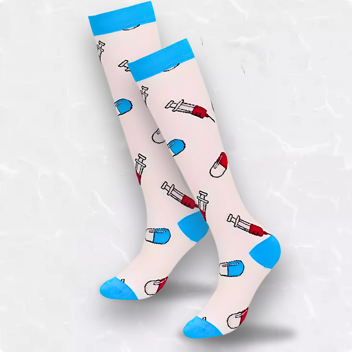 Medical-patterned 20-30mmHg compression socks for nurses