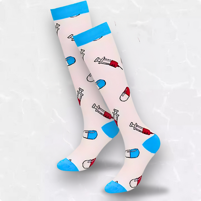 Medical-patterned 20-30mmHg compression socks for nurses