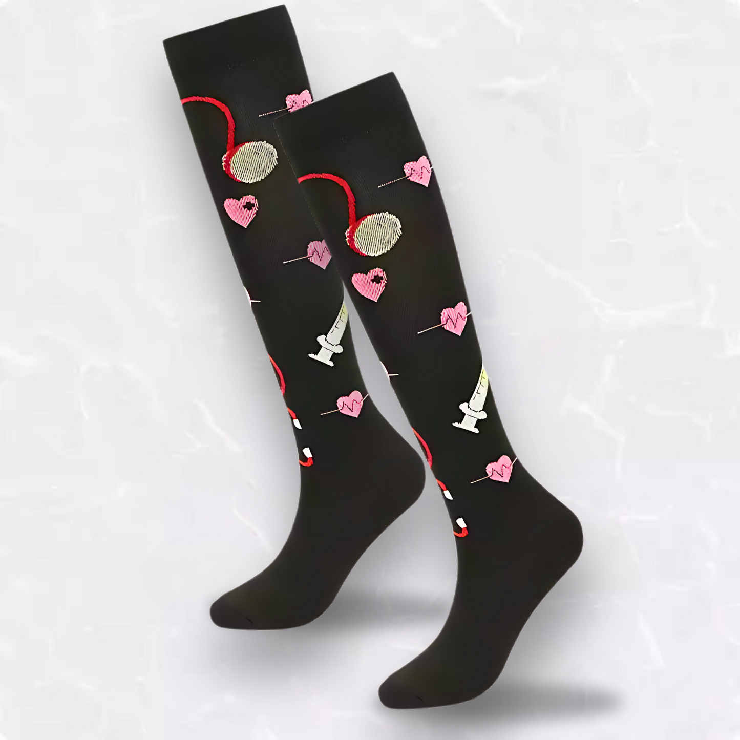 Medical-patterned 20-30mmHg compression socks for nurses