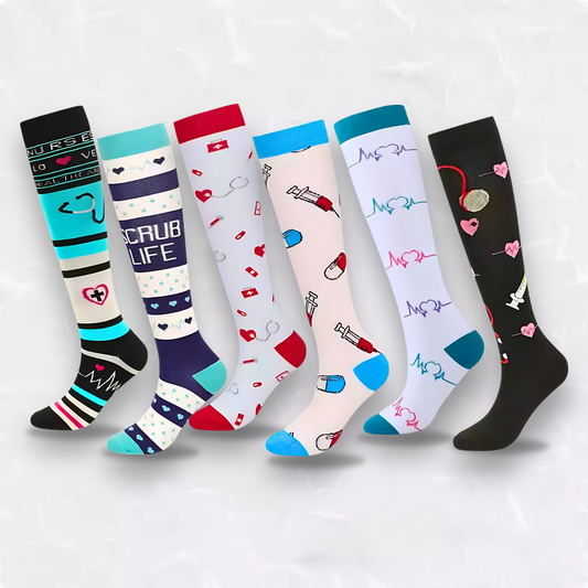 Medical-patterned 20-30mmHg compression socks for nurses