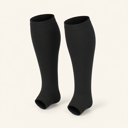 Plus Size Open Toe Compression Socks (20-30mmHg) - Wide Calf Support for Lymphedema, Edema, and Swollen Leg Relie