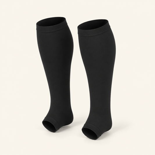 Plus Size Open Toe Compression Socks (20-30mmHg) - Wide Calf Support for Lymphedema, Edema, and Swollen Leg Relie