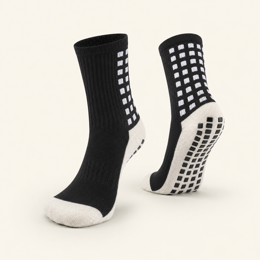 Anti-Slip Athletic Grip Socks - Mid-Calf Performance Sports Socks with Traction Pads for Soccer, Basketball, and Gym Training