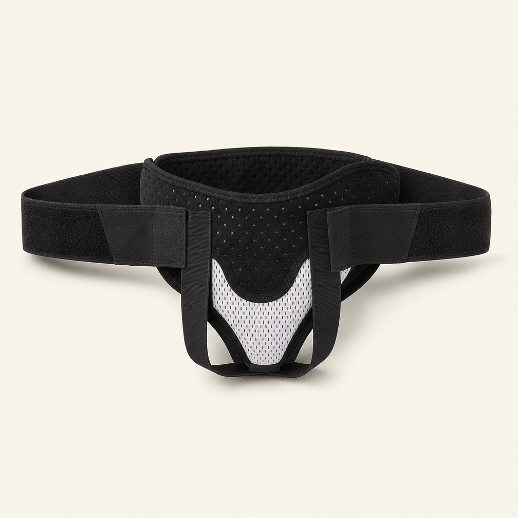 Adjustable Inguinal Hernia Support Belt - Double Truss Brace with 2 Removable Compression Pads for Groin Pain Relief and Recovery