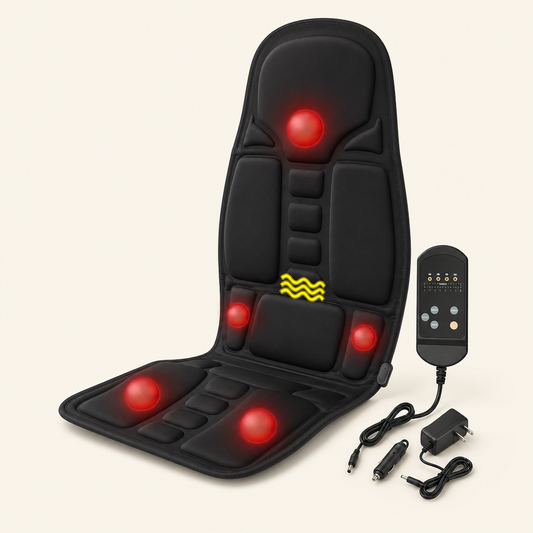 Full Body Vibration Massage Seat Cushion with Heat - 8-Mode Electric Chair Massager Pad for Car, Home, and Office Use