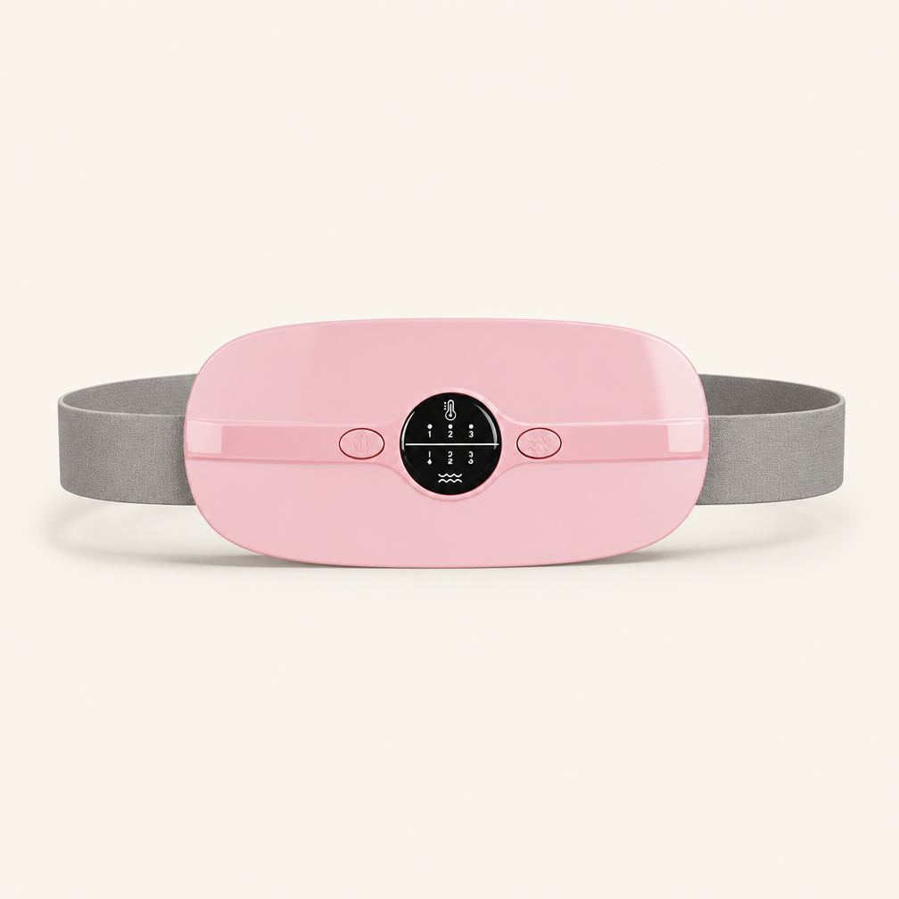 Menstrual Heating Pad for Period Cramp Relief - Portable Cordless Electric Waist Belt with Vibration and Heat Therapy