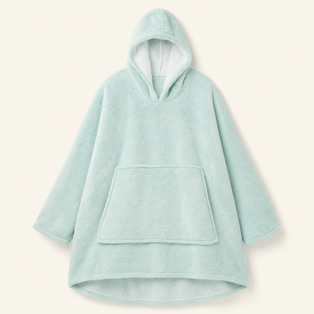 Oversized Wearable Blanket Hoodie - Reversible Sherpa Fleece Giant Sweatshirt Blanket for Adults, One Size Fits All