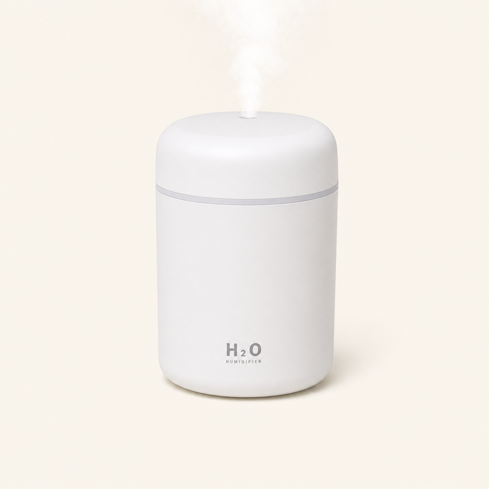 Mini H2O Portable USB Humidifier - Personal Desktop & Car Cool Mist Vaporizer with Auto Shut-Off for Dry Skin and Sinus Relief