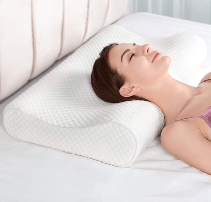 Orthopedic cervical contour memory foam pillow for neck pain and sleep alignment