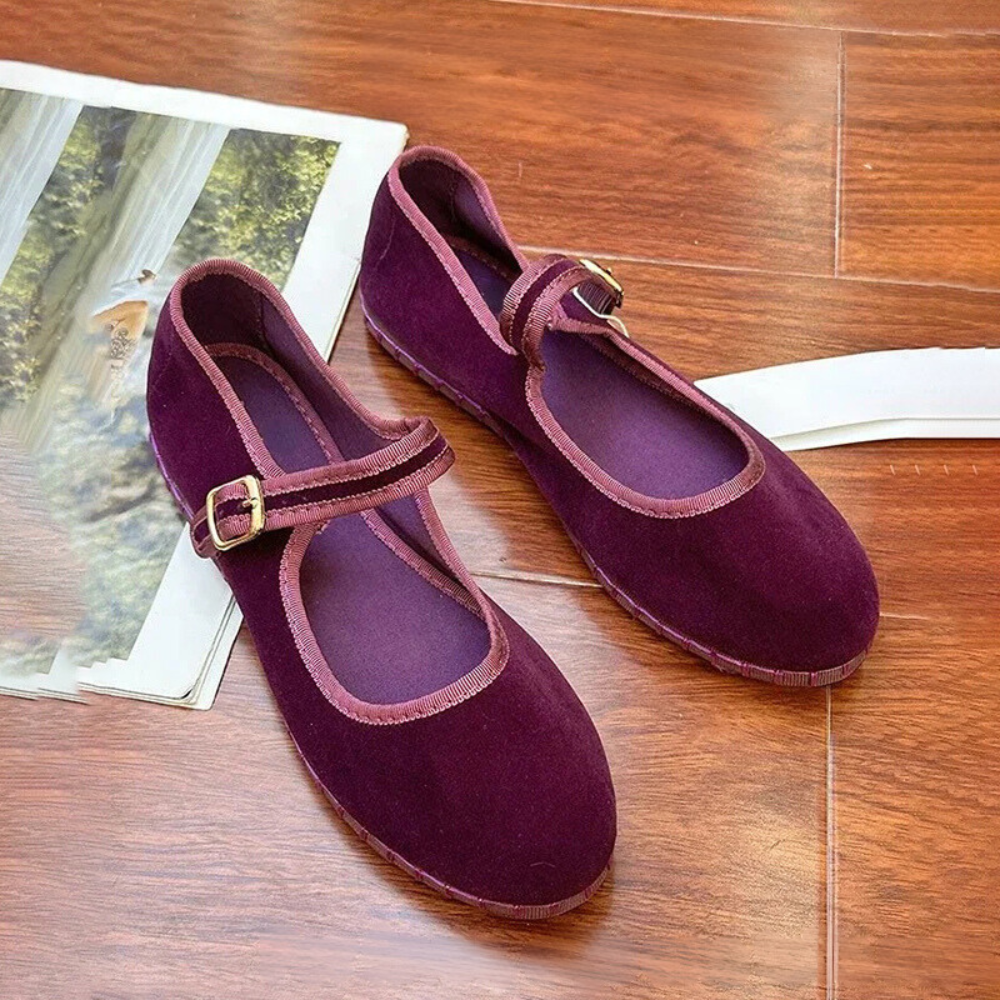 Velvet Mary Jane eco-friendly handcrafted shoes
