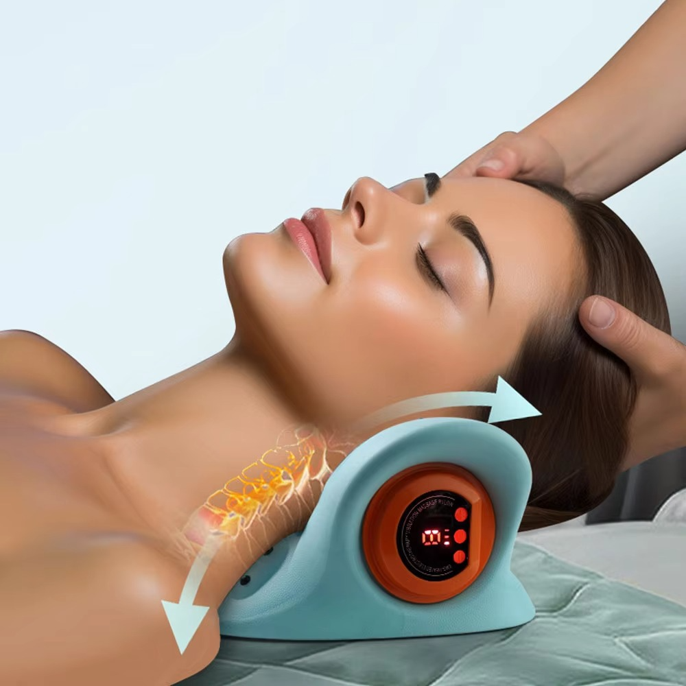 Cervical neck and shoulder relaxer with built-in vibration massager