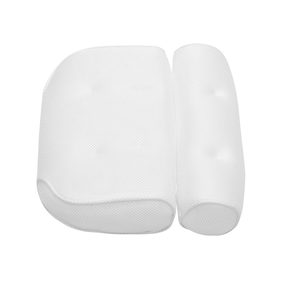 Orthopedic 4D mesh bath pillow for neck and back support in tub