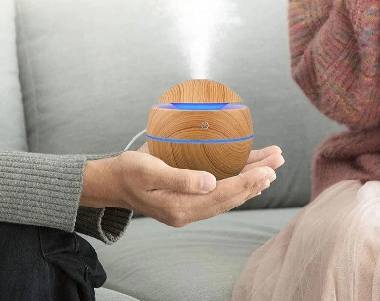 Mini wood grain ultrasonic aromatherapy essential oil diffuser