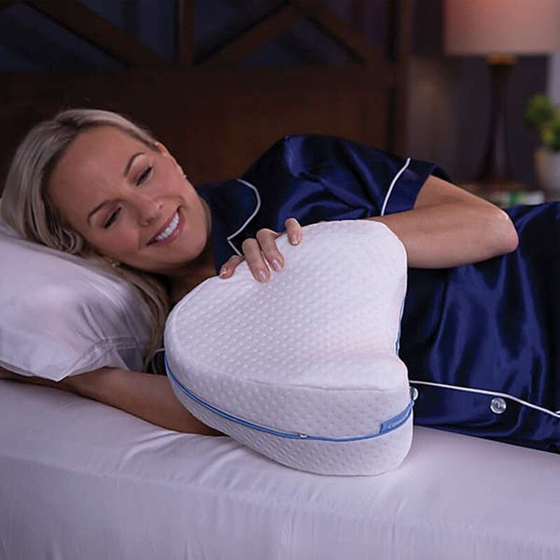 Memory foam orthopedic knee pillow for side sleepers and sciatica relief