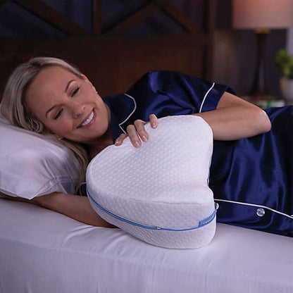 Memory foam orthopedic knee pillow for side sleepers and sciatica relief