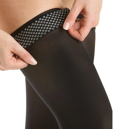 Thigh-high medical-grade compression stockings for edema and varicose