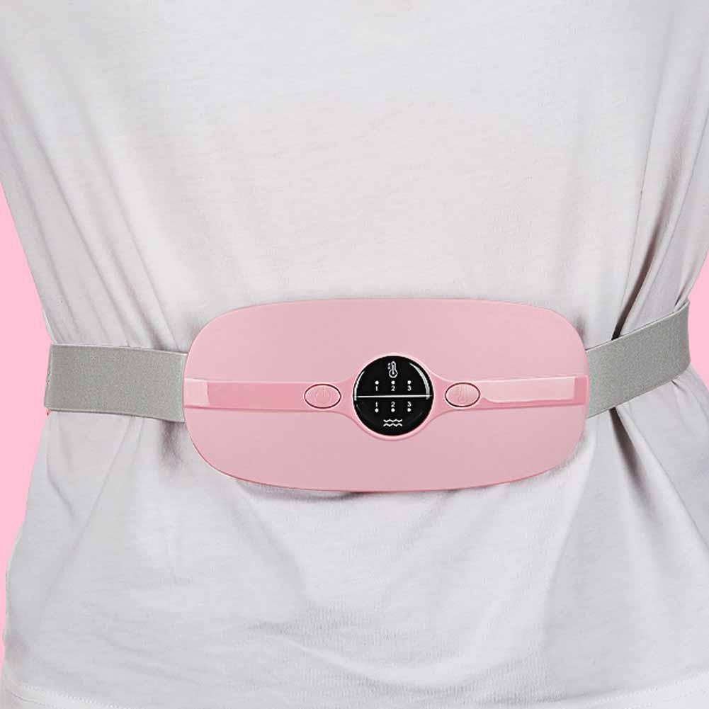 Cordless wearable menstrual heating pad belt with heat and vibration for period cramps