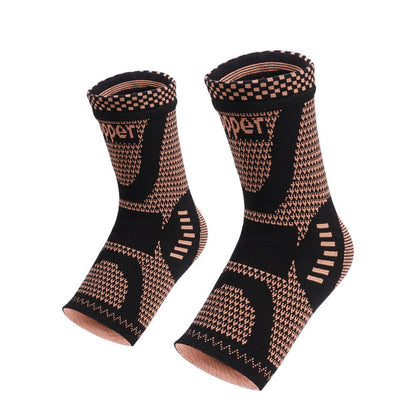 Copper-infused ankle compression sleeve for plantar fasciitis and sprains