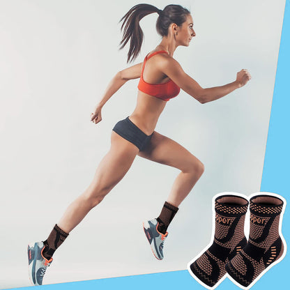 Copper-infused ankle compression sleeve for plantar fasciitis and sprains
