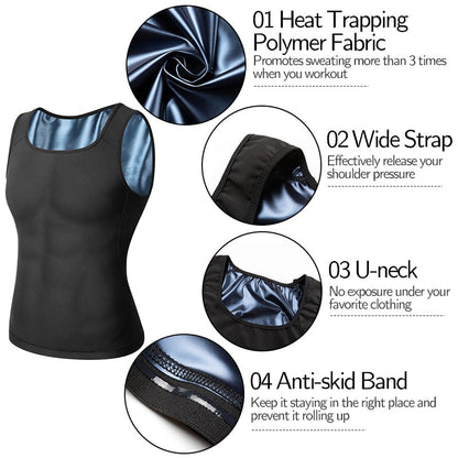 Heat-trapping sauna workout vest for calorie burn