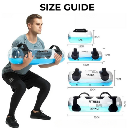 Adjustable water-filled power bag for strength and stability