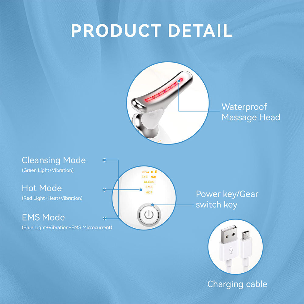 LED light therapy 7-color face and neck massager wand