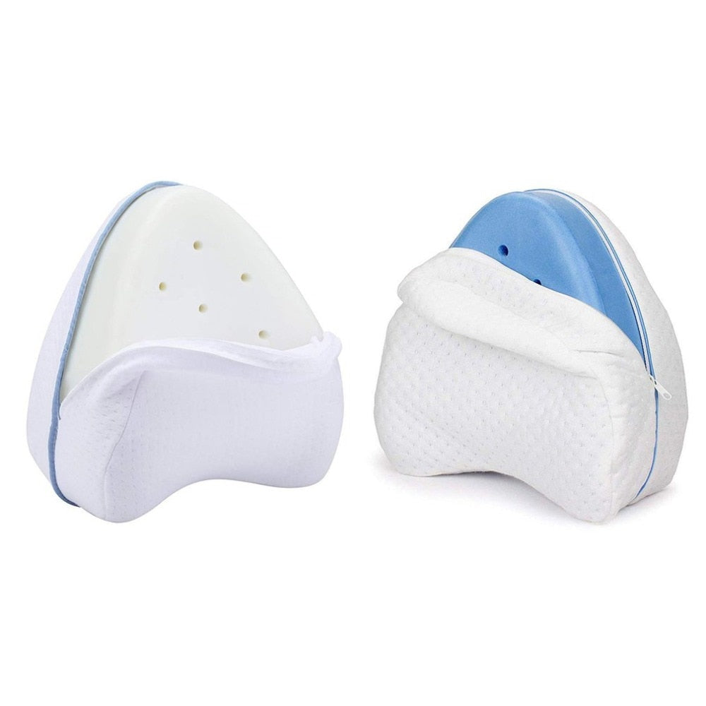 Memory foam orthopedic knee pillow for side sleepers and sciatica relief