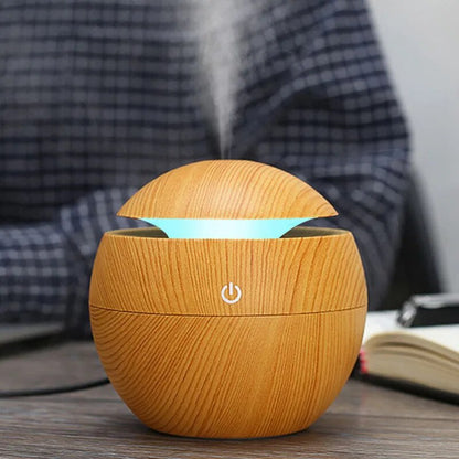 Mini wood grain ultrasonic aromatherapy essential oil diffuser