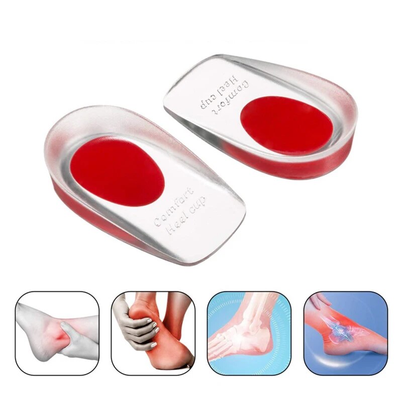 Gel heel cups cushion inserts for plantar fasciitis and heel spur