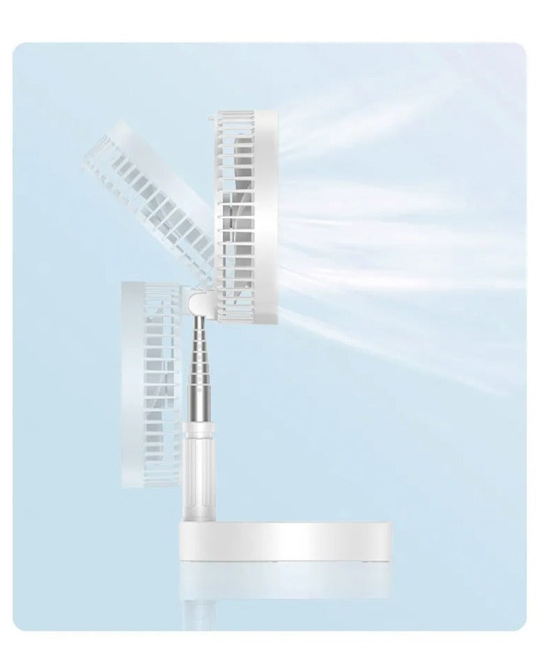 Rechargeable telescopic folding pedestal and desktop fan