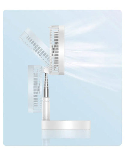 Rechargeable telescopic folding pedestal and desktop fan